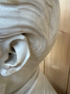 Male portrait bust in white marble – 19th century period