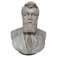 Male portrait bust in white marble – 19th century period