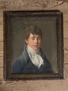 Retrato Masculino, Pastel En Su Marco, Circa 1800