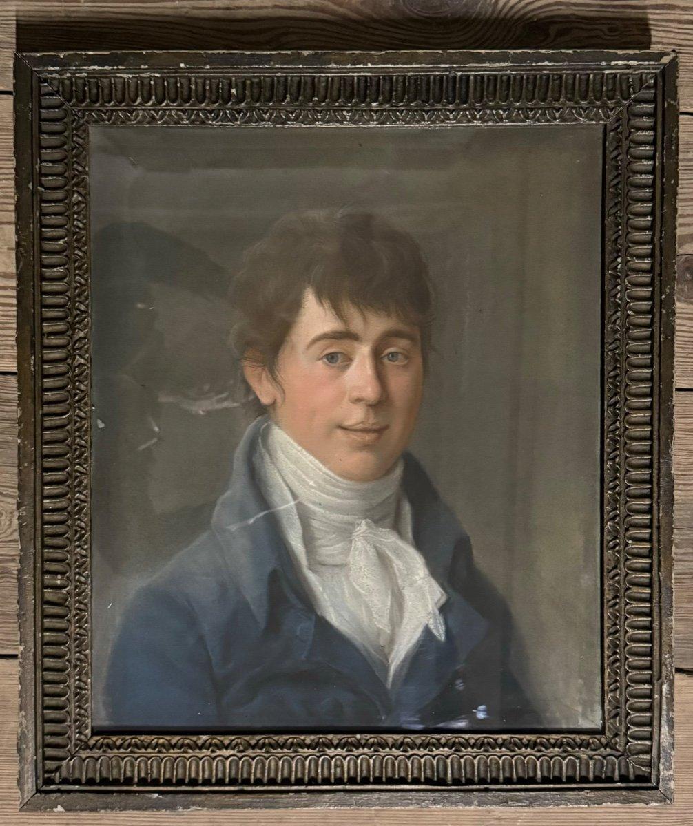 Male Portrait, Pastel In Its Frame, Circa 1800 For Sale 1