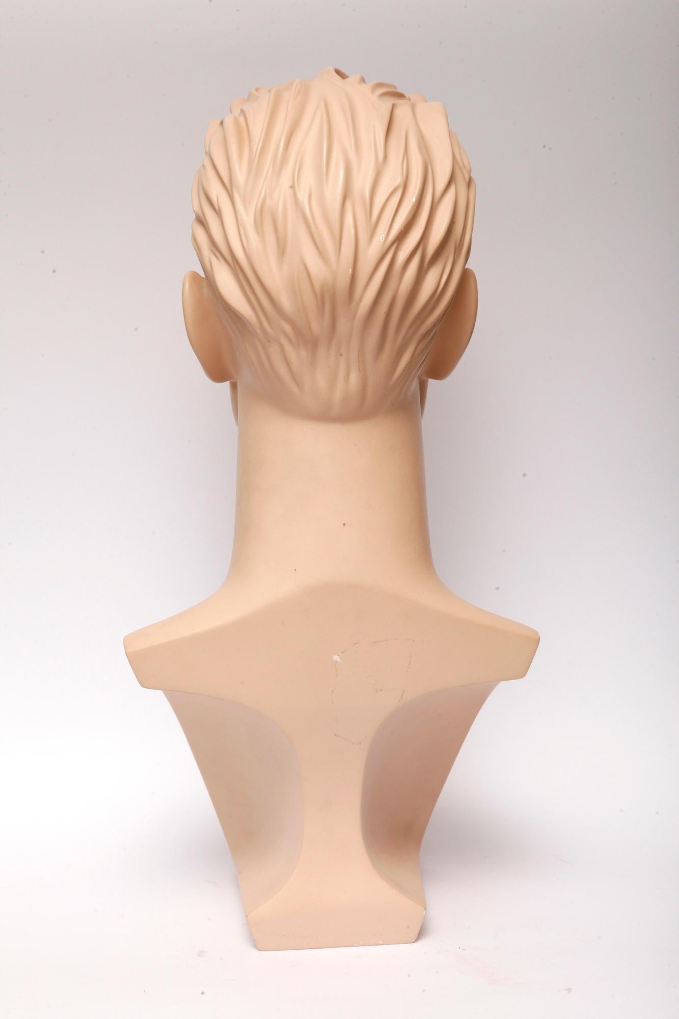 Male, Realistic, Gypsum Mannequin Bust for Necklaces, Art Deco, Austria, 1950s In Excellent Condition For Sale In Warsaw, PL