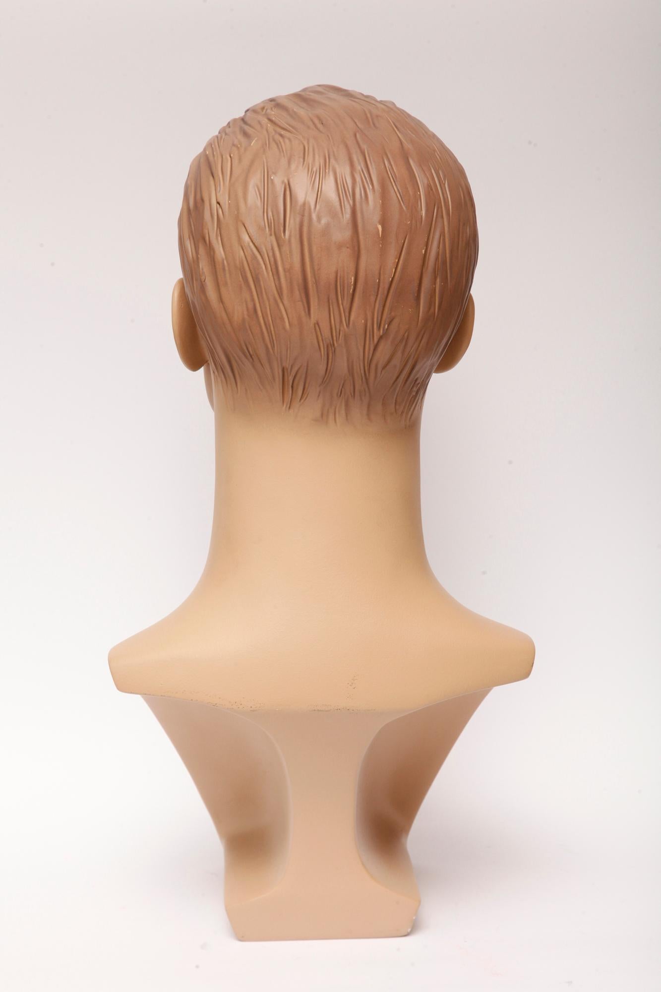 Male Realistic, Gypsum Mannequin Bust for Necklaces, Art Deco, Austria, 1950s In Good Condition For Sale In Warsaw, PL