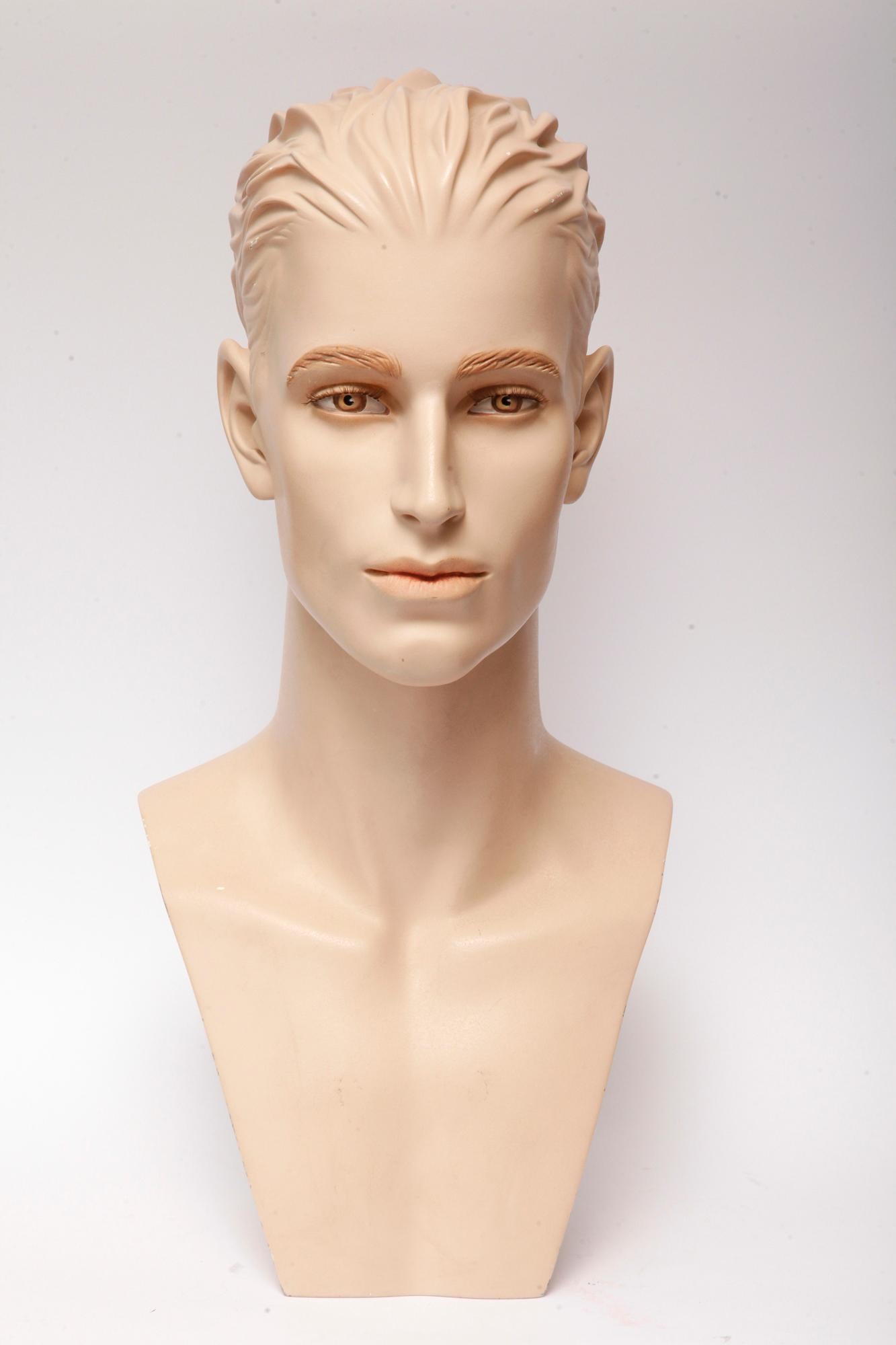 Mid-20th Century Male, Realistic, Gypsum Mannequin Bust for Necklaces, Art Deco, Austria, 1950s For Sale
