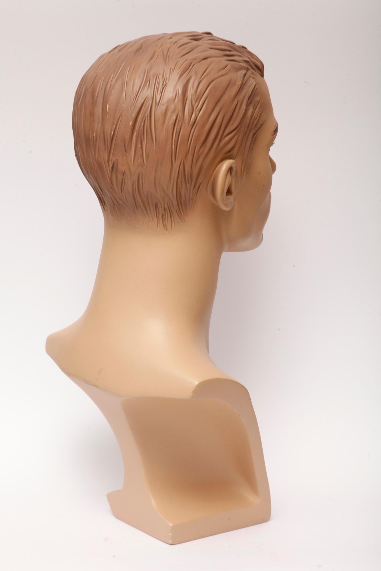 Mid-20th Century Male Realistic, Gypsum Mannequin Bust for Necklaces, Art Deco, Austria, 1950s For Sale