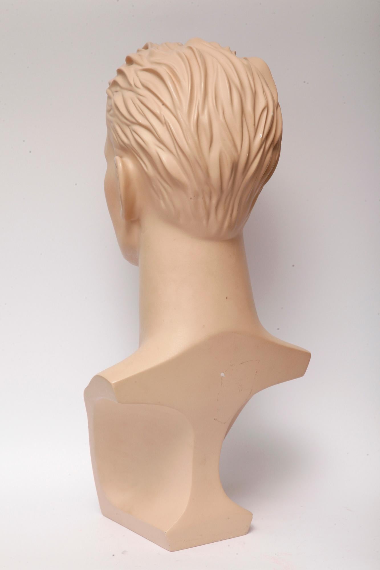 Male, Realistic, Gypsum Mannequin Bust for Necklaces, Art Deco, Austria, 1950s For Sale 1