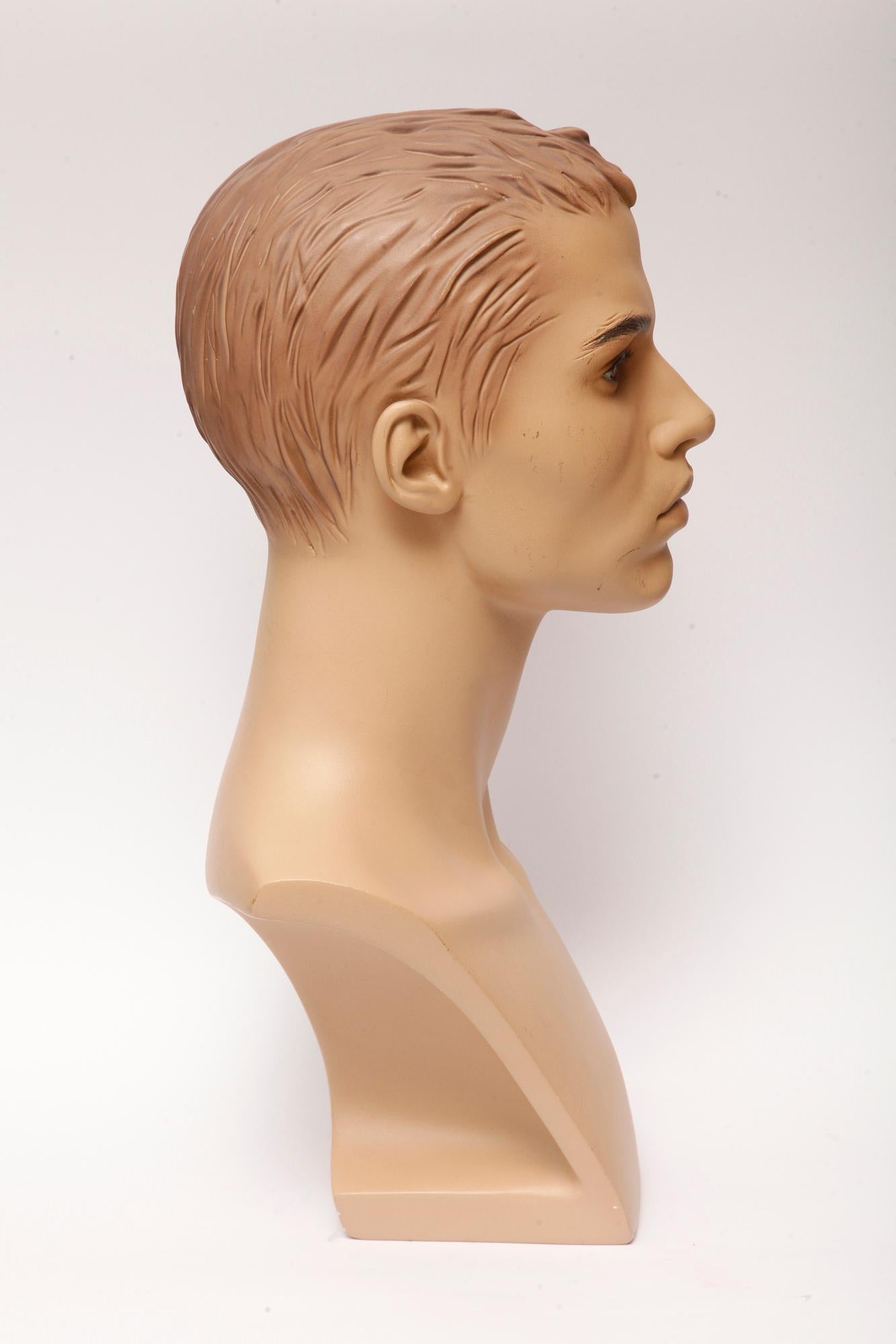 Male Realistic, Gypsum Mannequin Bust for Necklaces, Art Deco, Austria, 1950s For Sale 1
