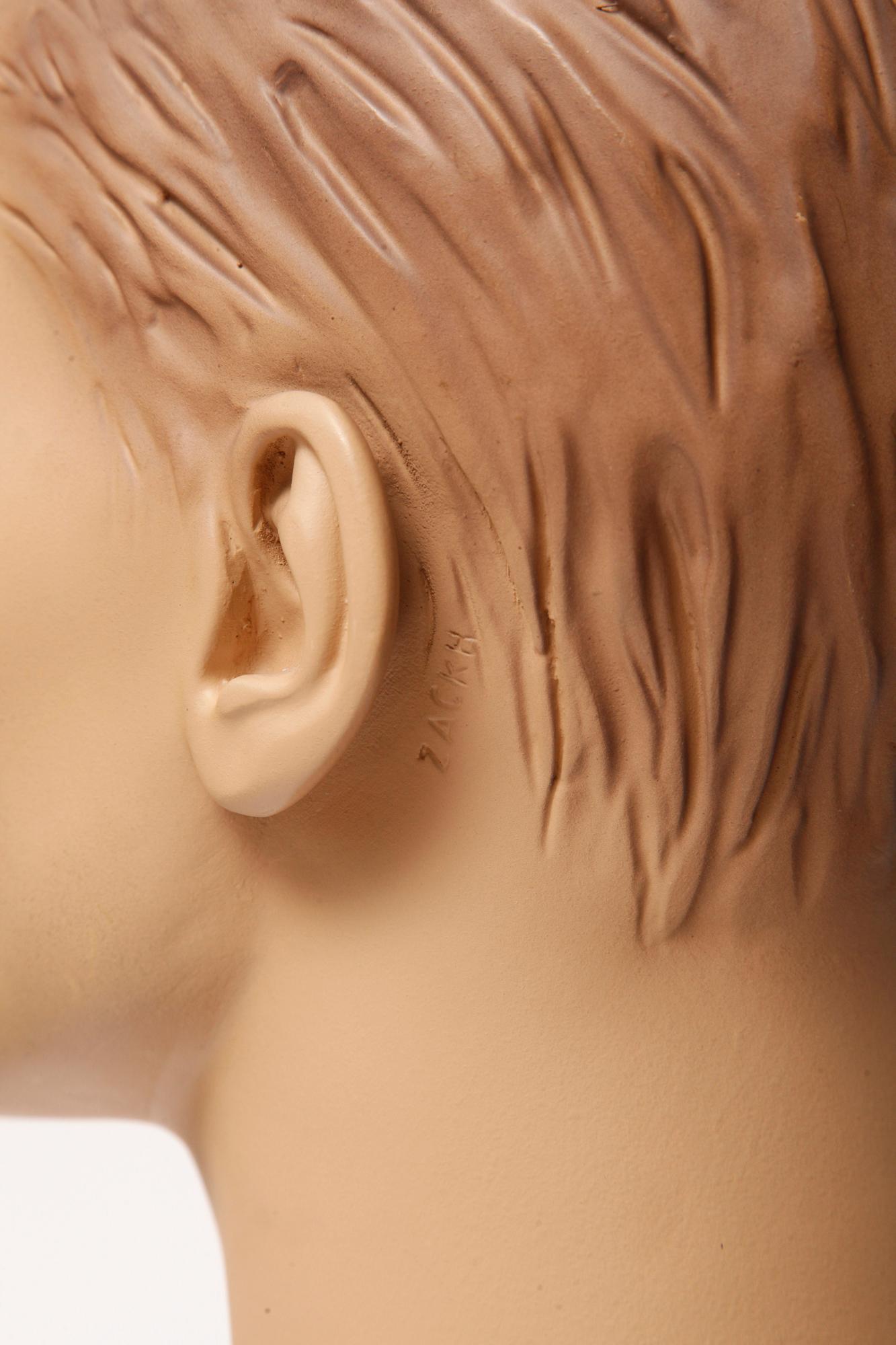 Male Realistic, Gypsum Mannequin Bust for Necklaces, Art Deco, Austria, 1950s For Sale 3