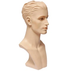 Vintage Male, Realistic, Gypsum Mannequin Bust for Necklaces, Art Deco, Austria, 1950s