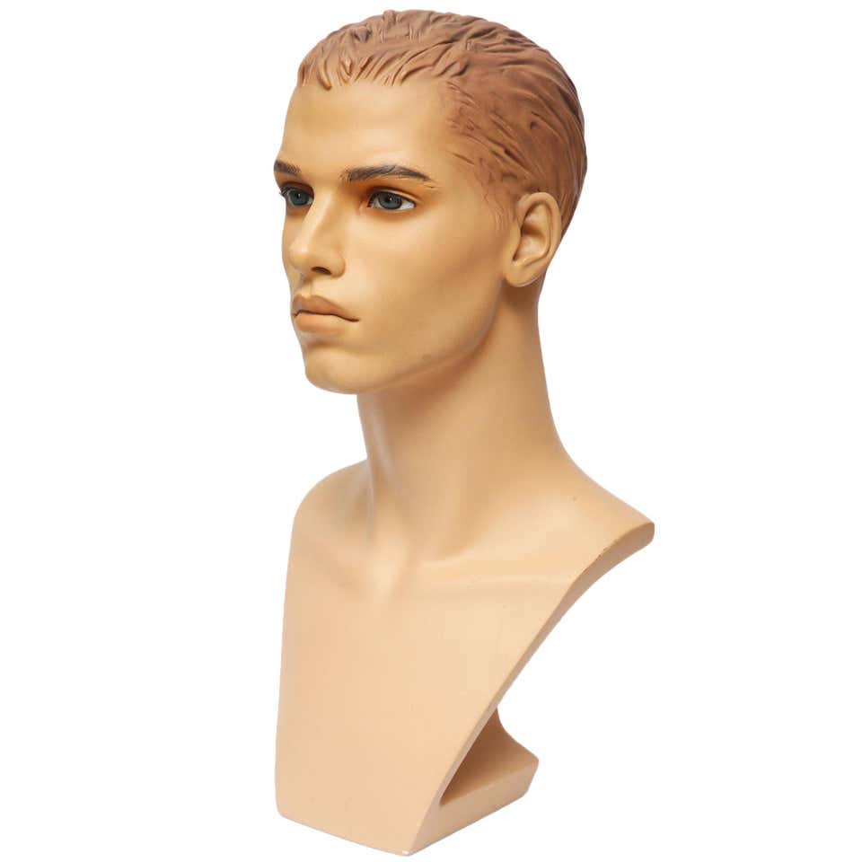 Male Realistic, Gypsum Mannequin Bust for Necklaces, Art Deco, Austria