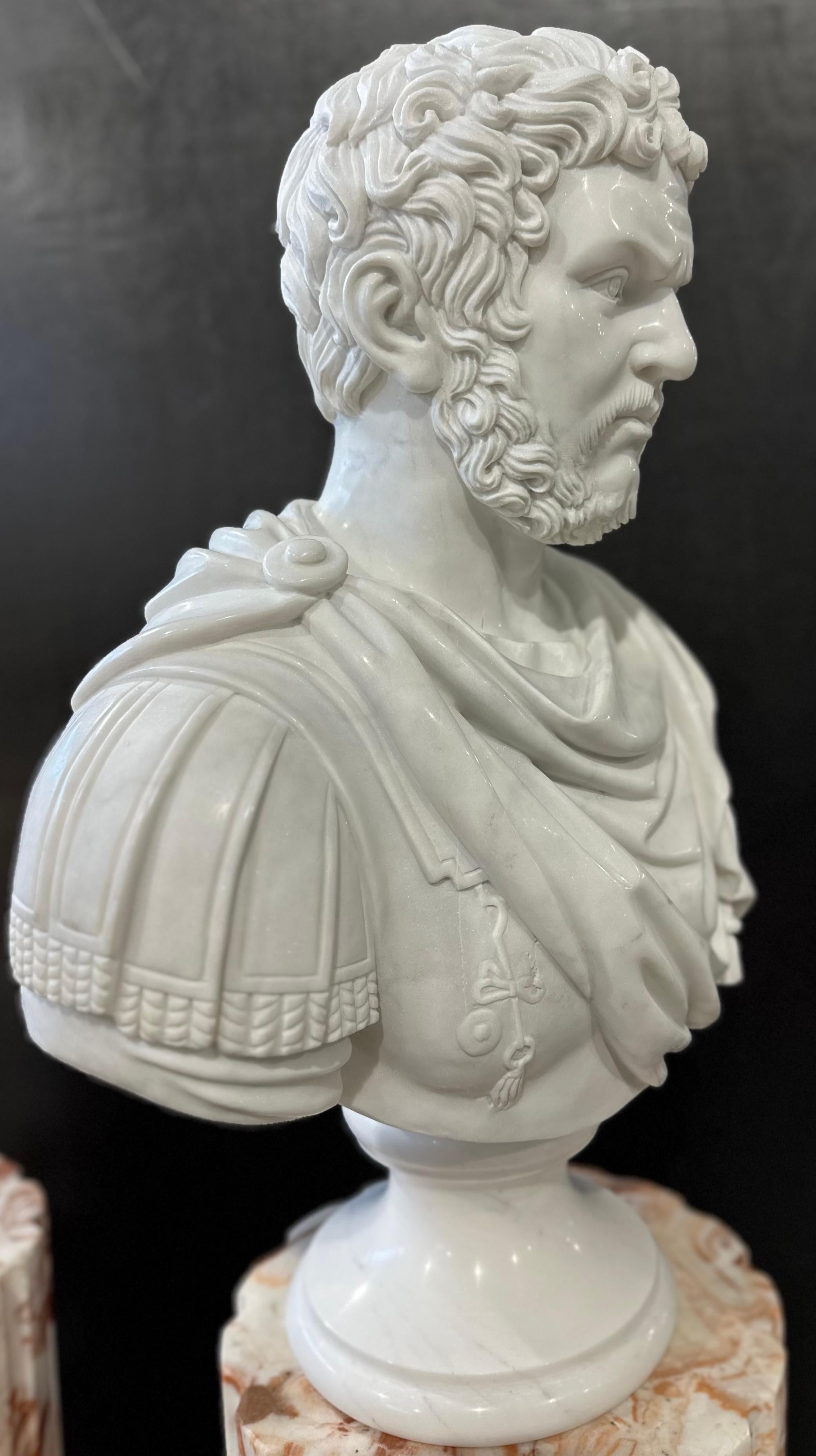 Classical Roman Male Roman Style Carrara Marble Bust For Sale