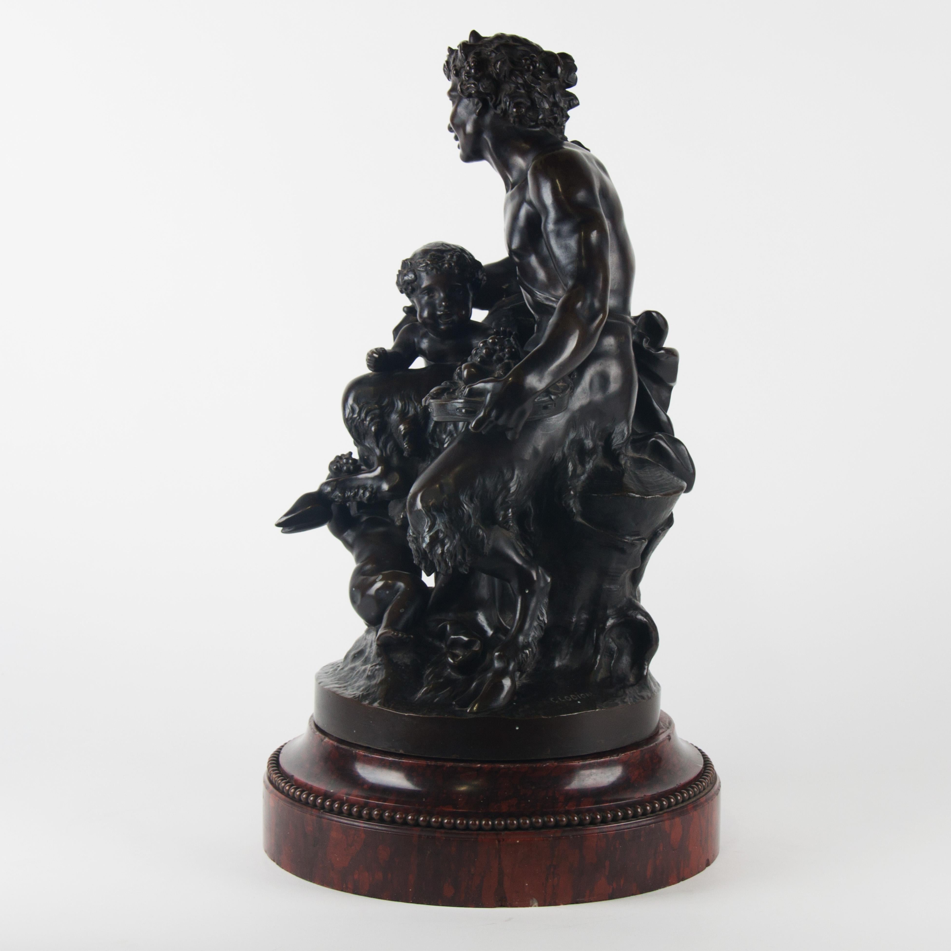 Early 19th century Bronze Group, depicting male satyr with children.
Signed by Clodion (1738-1814)