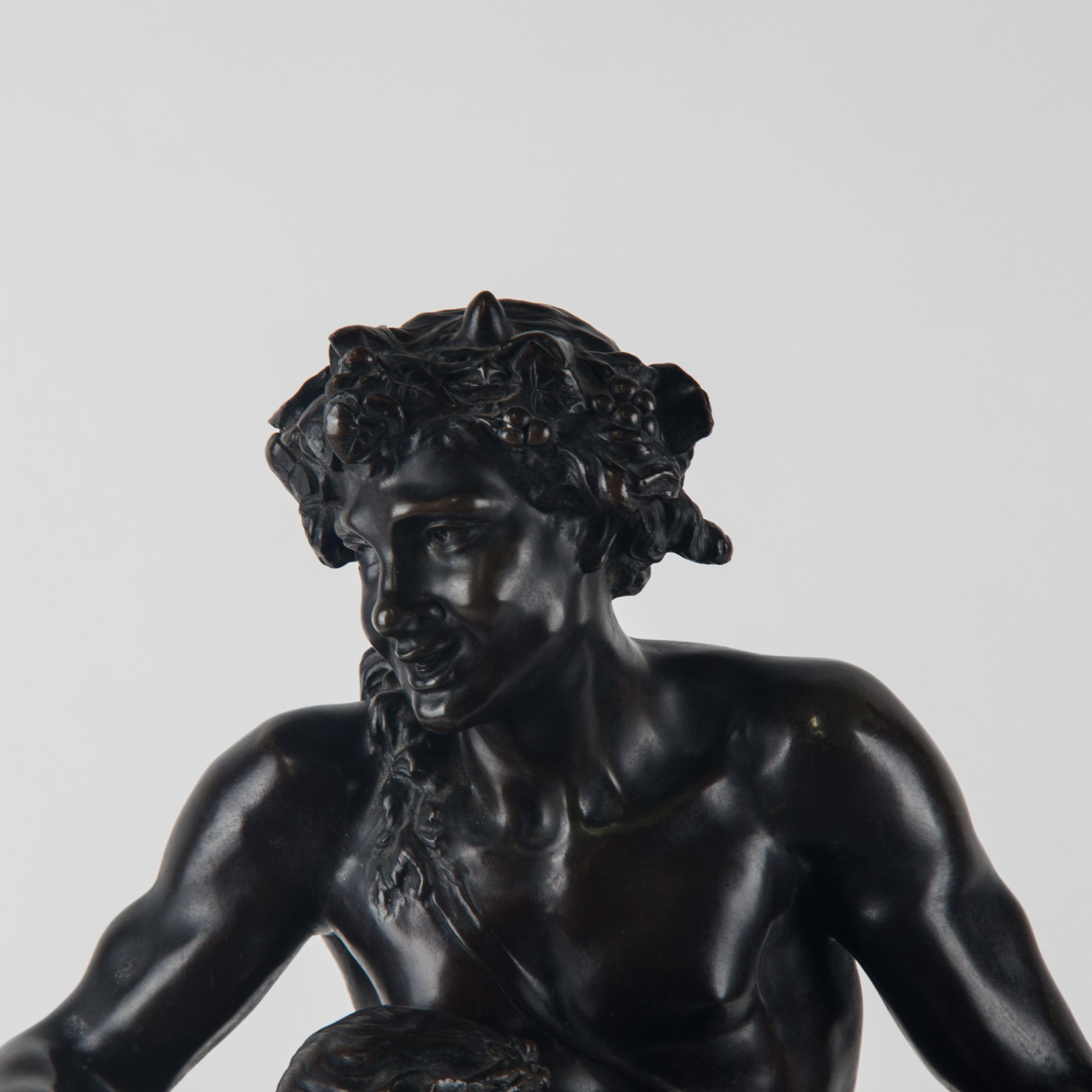 Male Satyr Bronze Group, Signed by Clodion 1738-1814 1