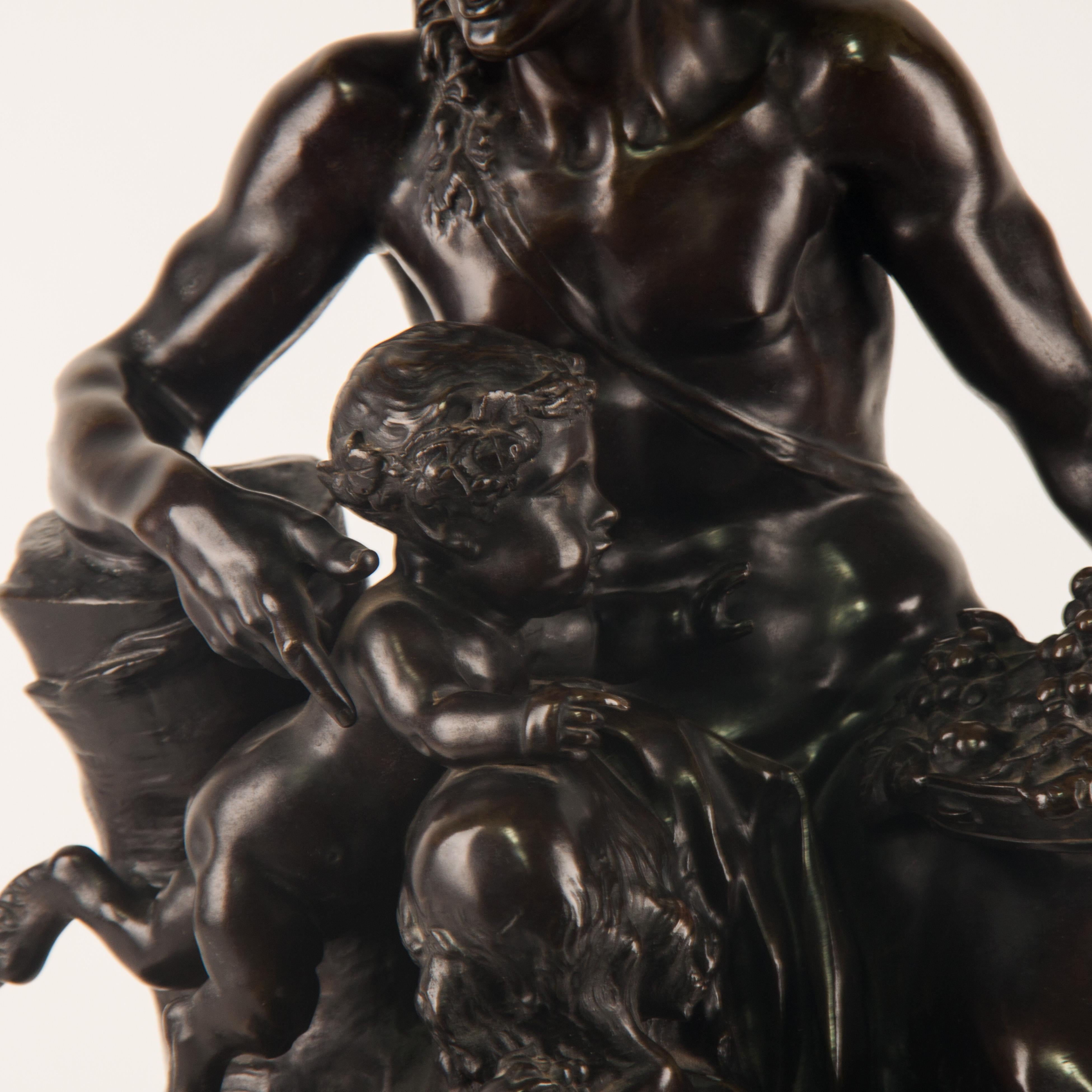 Male Satyr Bronze Group, Signed by Clodion 1738-1814 2