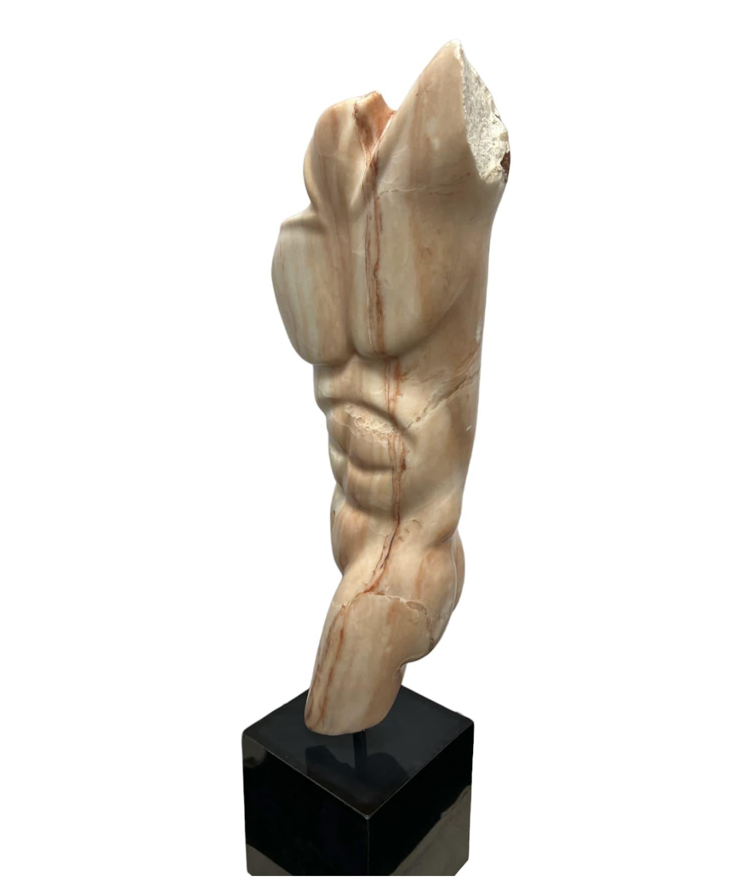 Male Torso in Pink Marble by Sculptor Bryan Ross 1