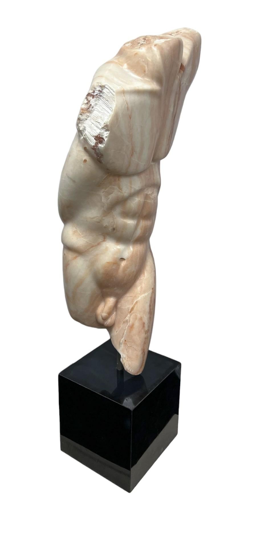 Male Torso in Pink Marble by Sculptor Bryan Ross 6
