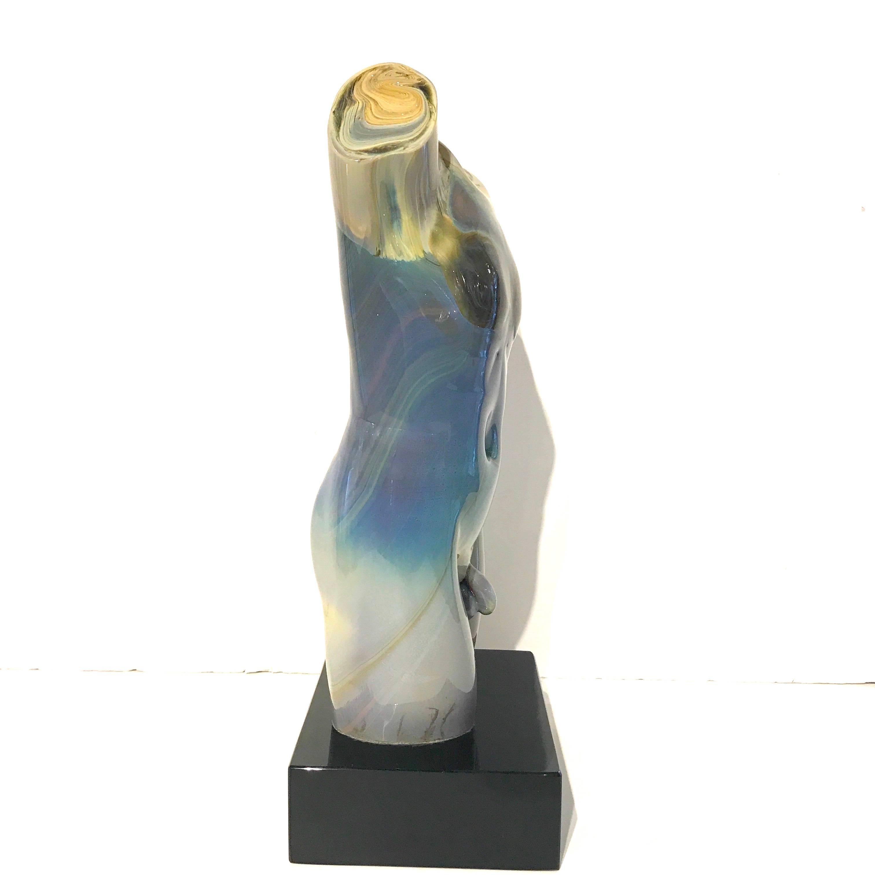 20th Century Male Torso Murano Calcedonia Glass Sculpture by Loredano Rosin