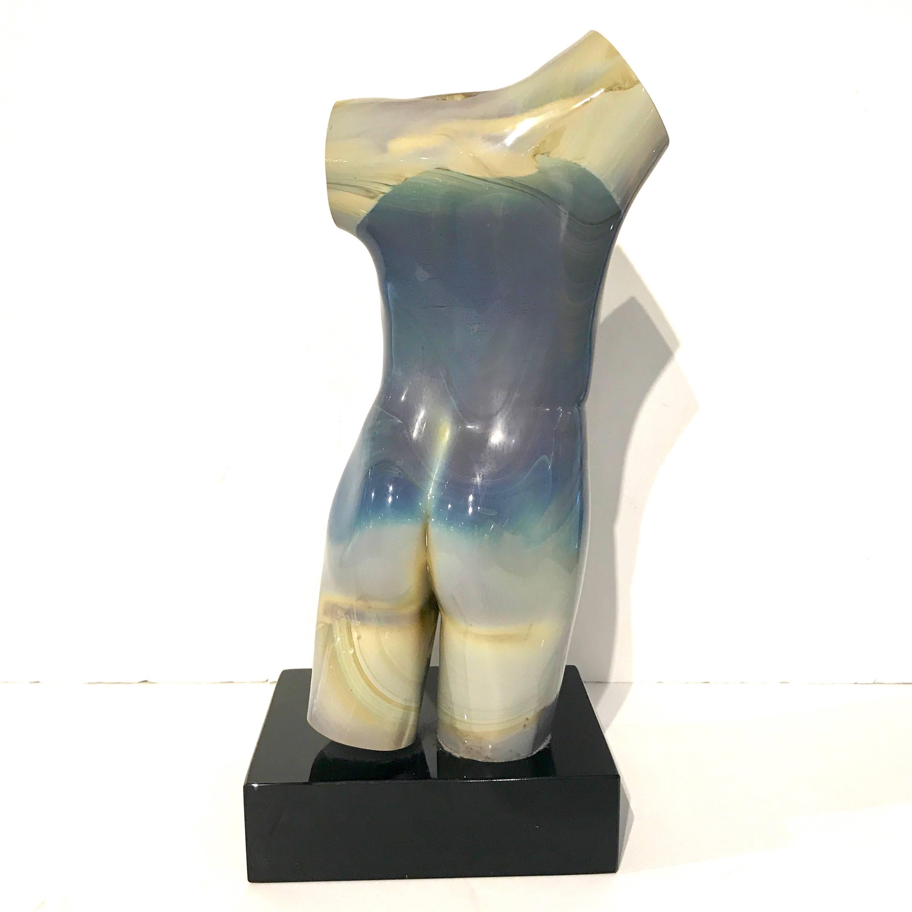 Male Torso Murano Calcedonia Glass Sculpture by Loredano Rosin 3