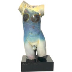 Male Torso Murano Calcedonia Glass Sculpture by Loredano Rosin