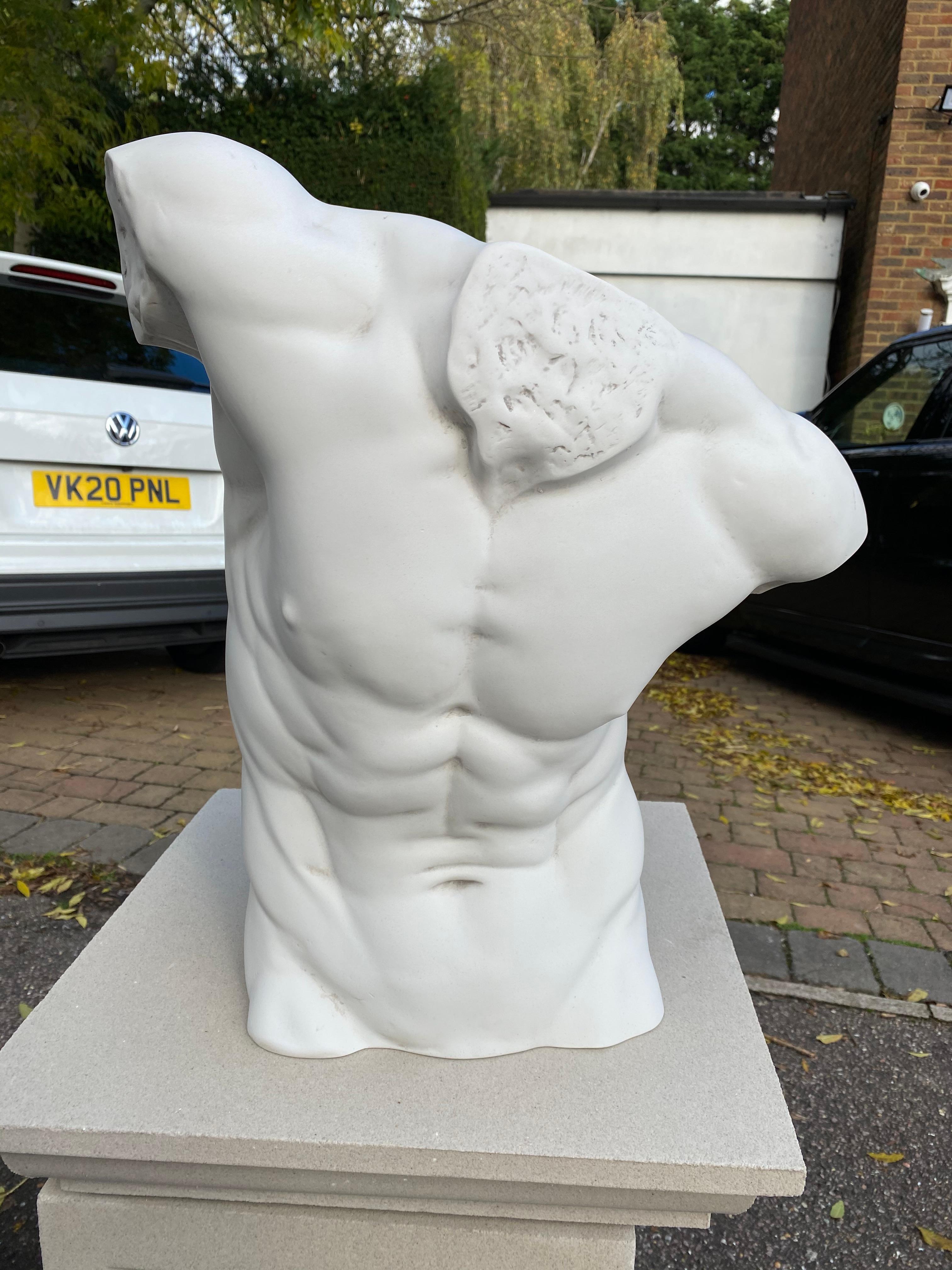 Questa scultura di torso maschile del XX secolo incarna la grazia e la forza della forma classica. Realizzata in stile classico, la scultura mette in risalto la muscolarità e la precisione anatomica della forma maschile, con un'attenzione ai
