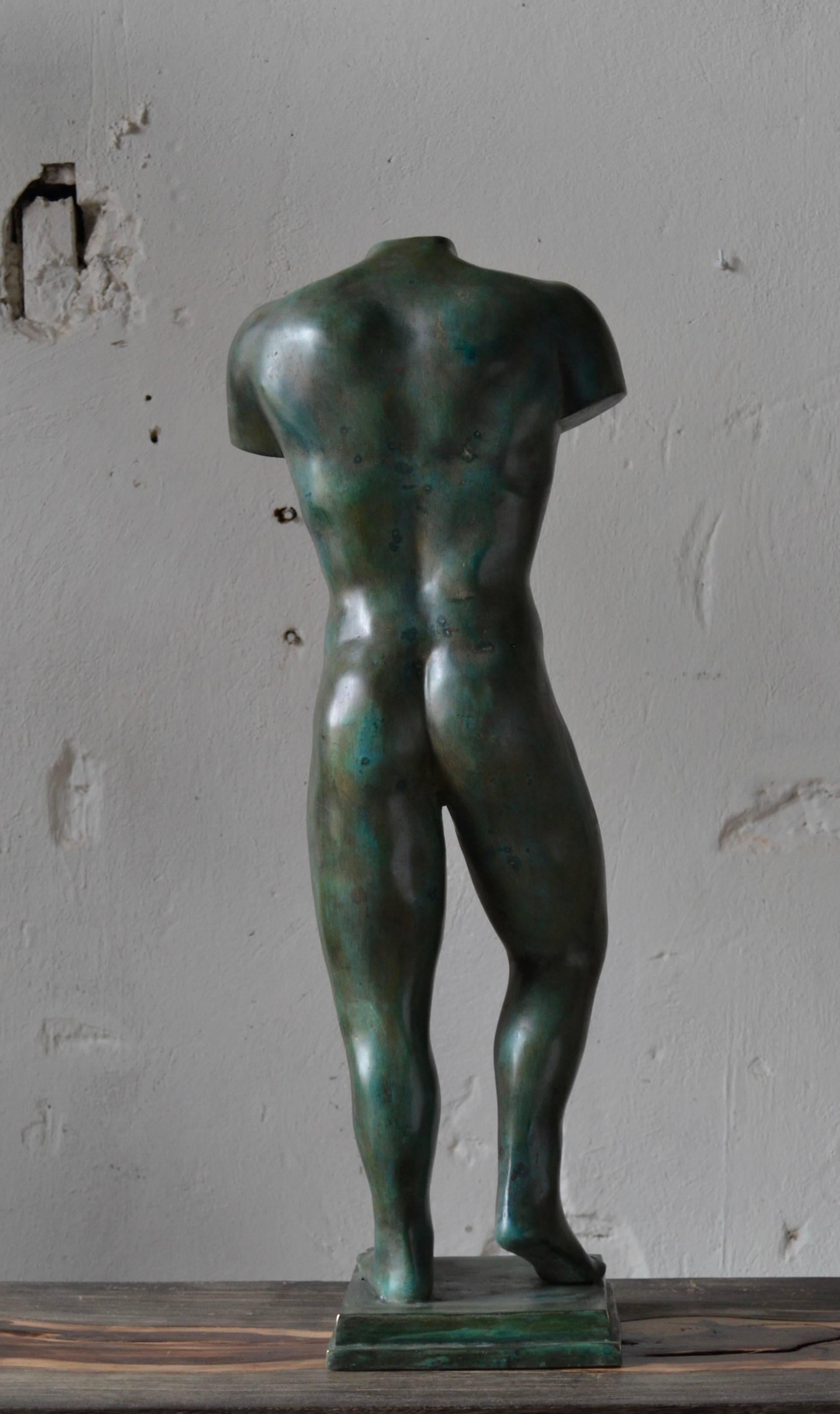 Other Male Torso Sculpture in Patinated Bronze For Sale
