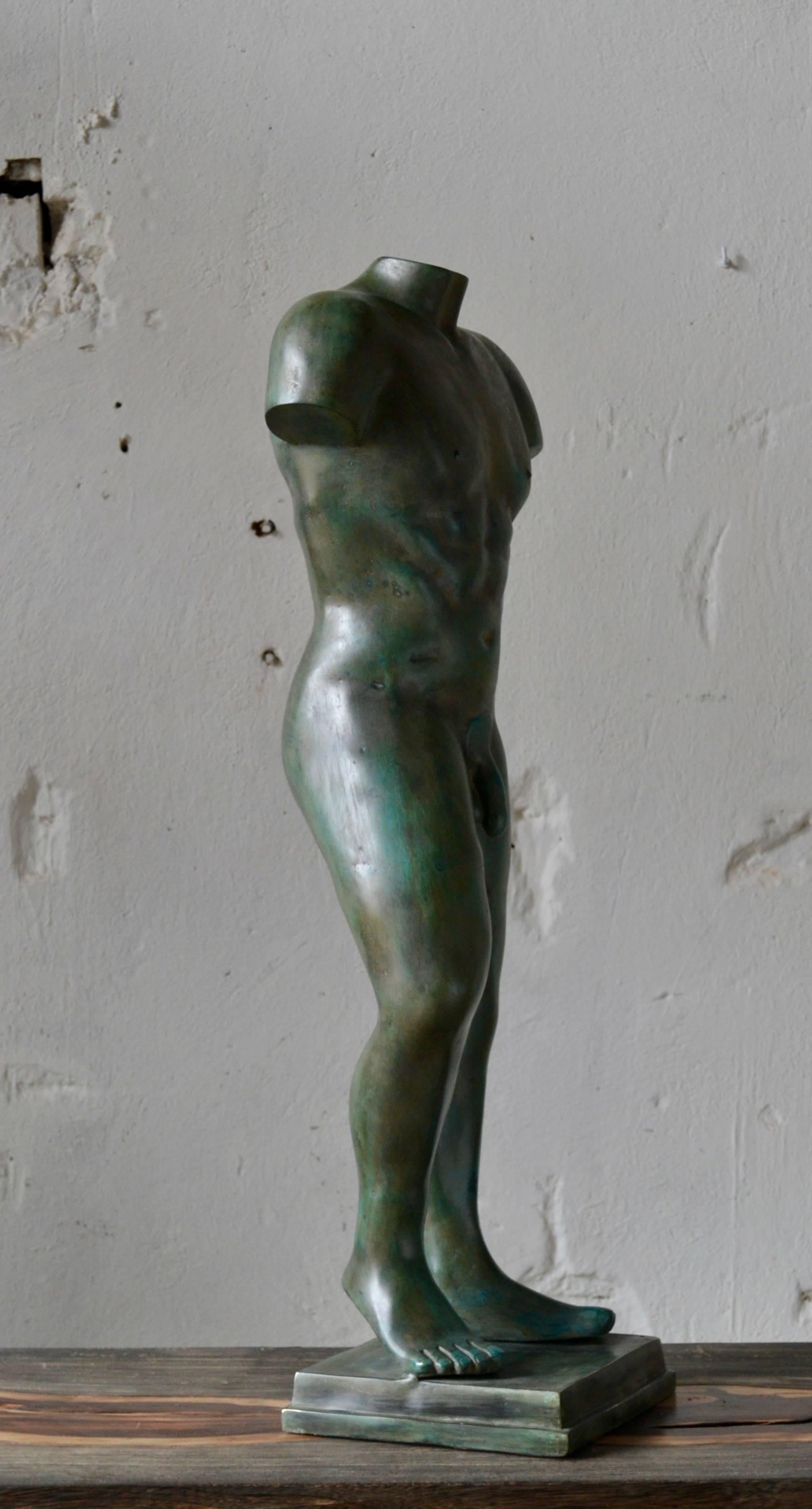 Unknown Male Torso Sculpture in Patinated Bronze For Sale