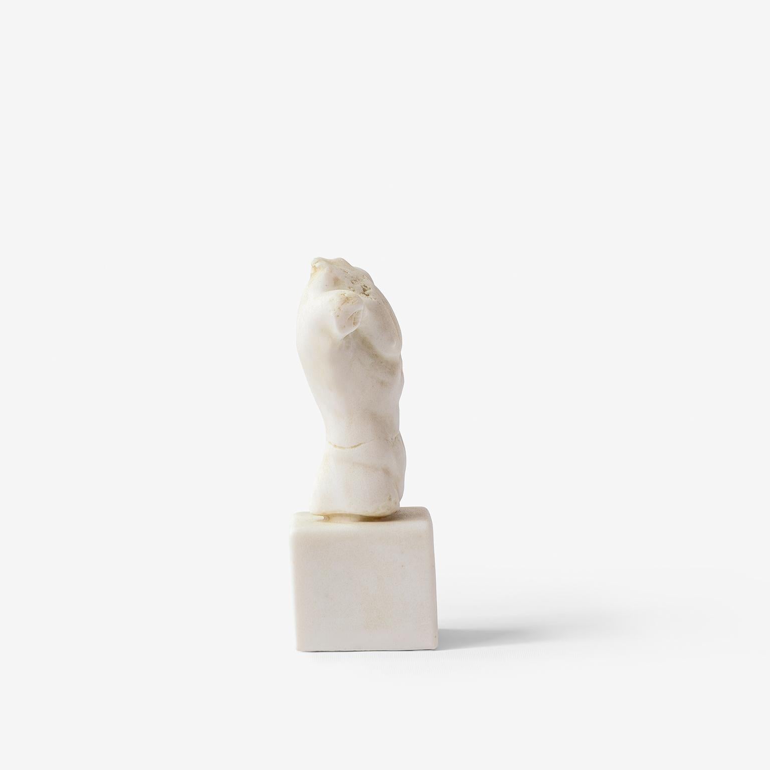 Classical Greek Male Torso Statue Made with Compressed Marble Powder Sculpture For Sale