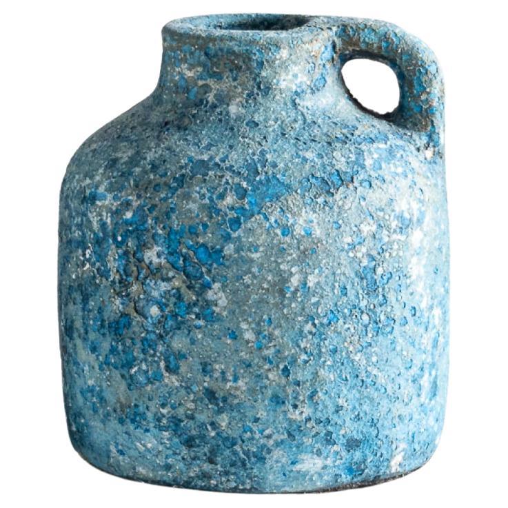 Vaso maschile, terracotta strutturata fatta a mano in blu