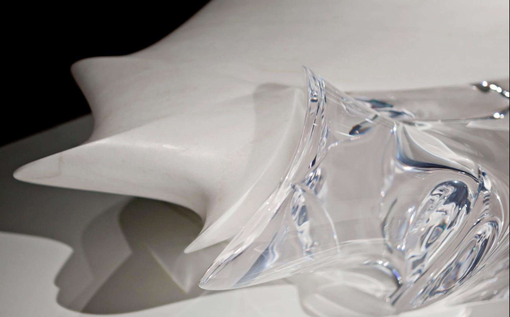 Italian Marble and Polished Plexiglass Center Table Designed by Zaha Hadid For Sale