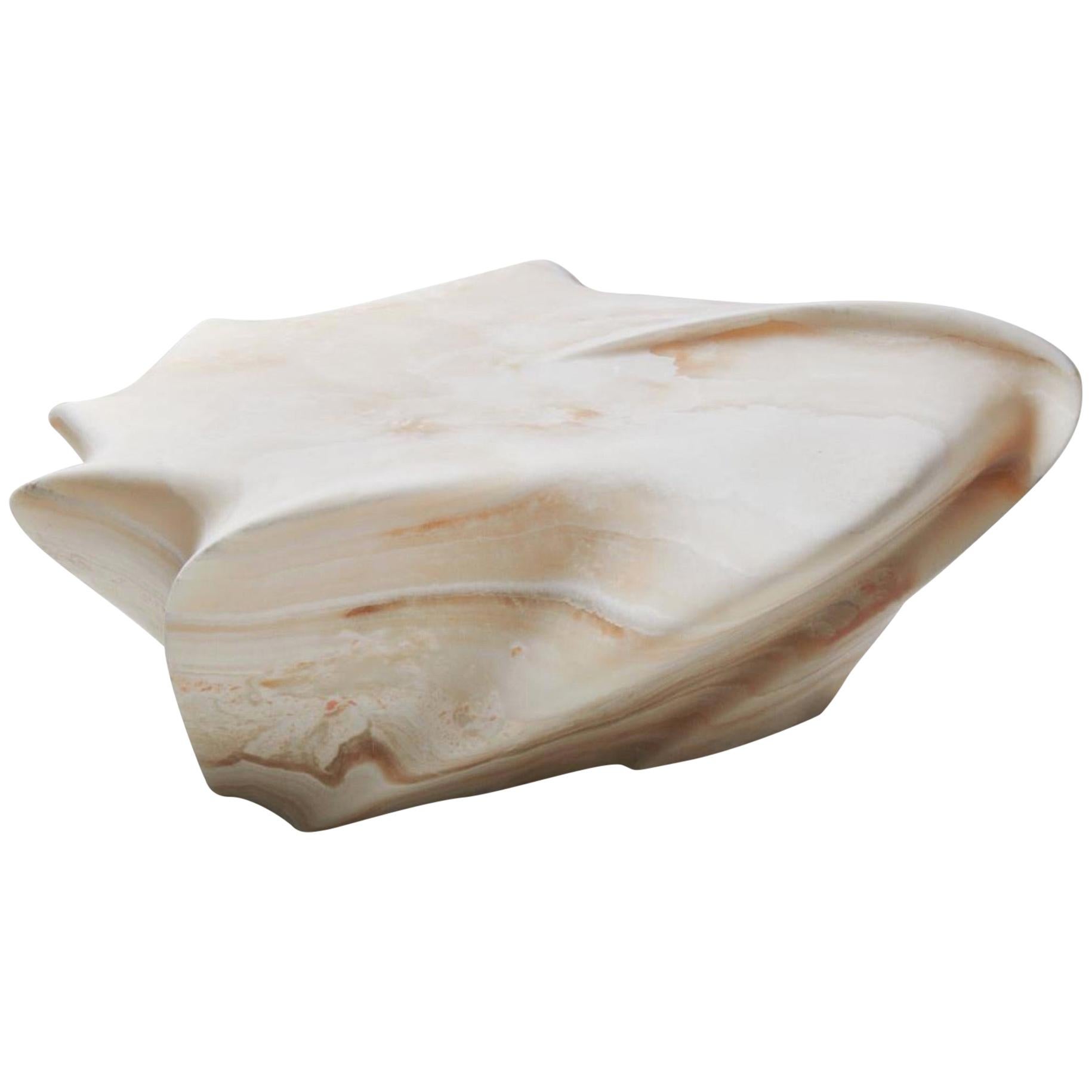 Italian Marble Center Table created in Honed Ivory Onyx designed by Zaha Hadid For Sale