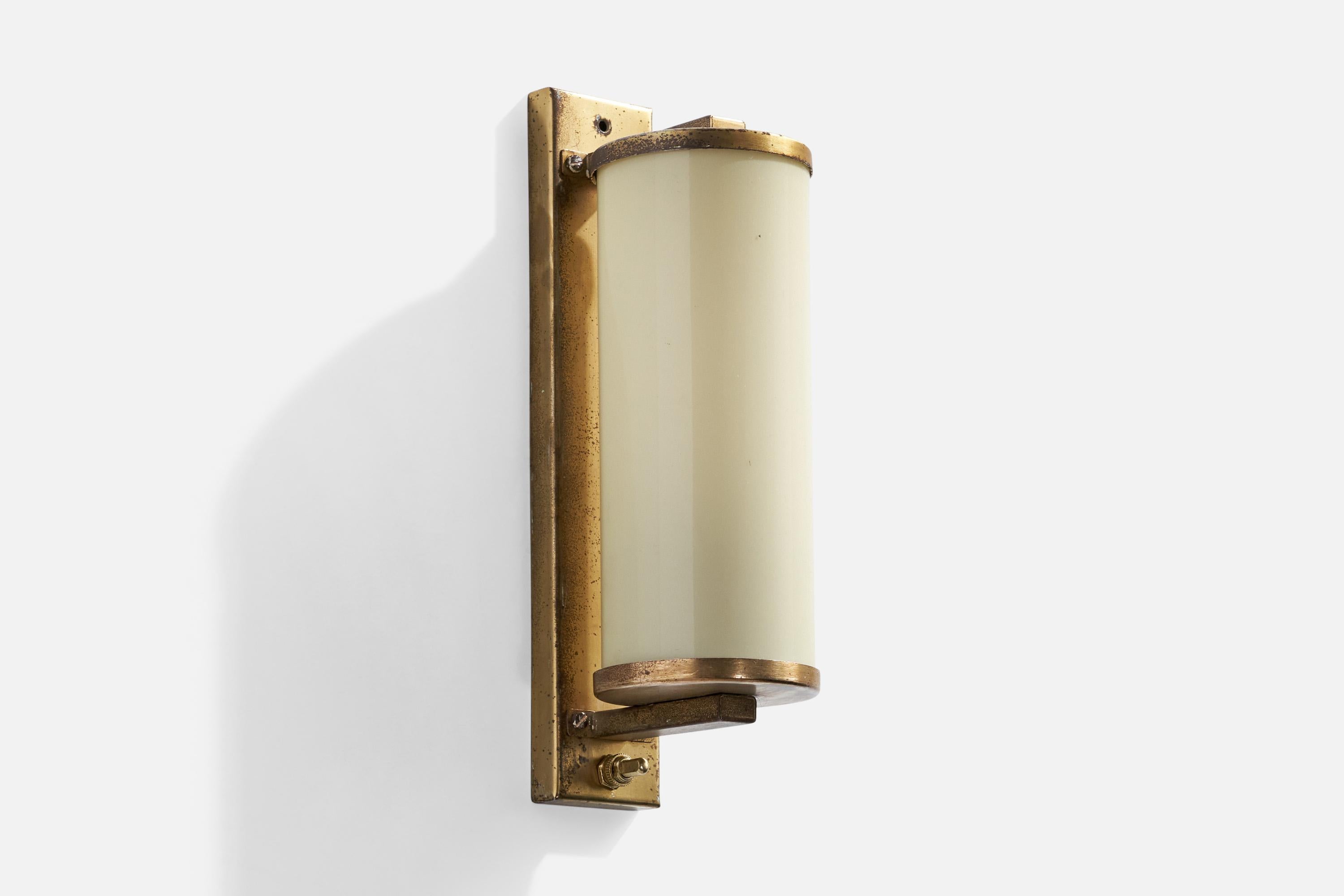 Malecor, Wall Lights, Brass, Glass, Germany, 1950s In Good Condition In High Point, NC