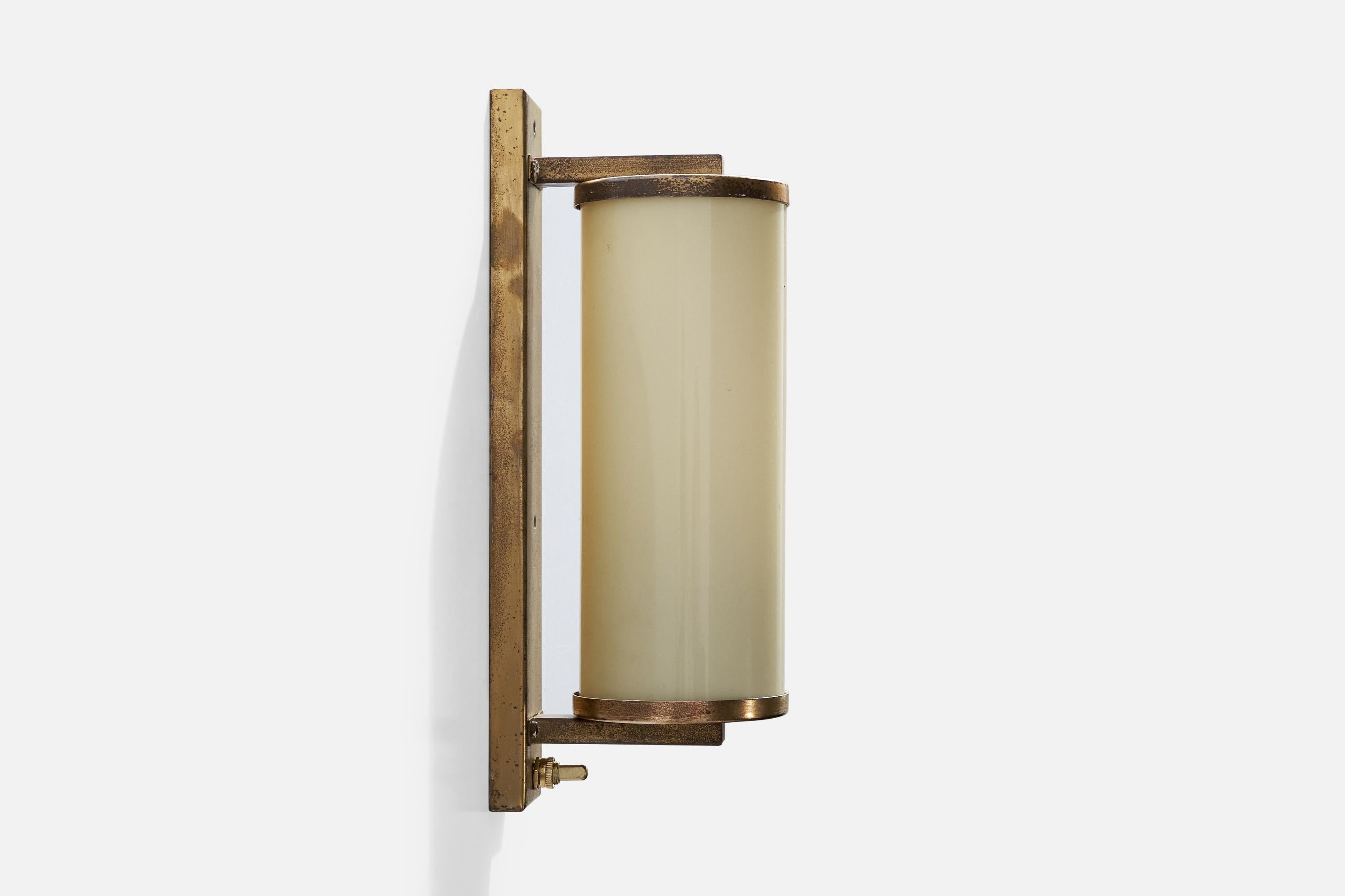 Mid-20th Century Malecor, Wall Lights, Brass, Glass, Germany, 1950s