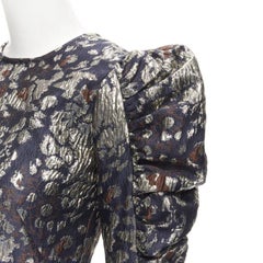 MALENE BIRGER black gold jacquard puff sleeve evening blouse top FR34 XS