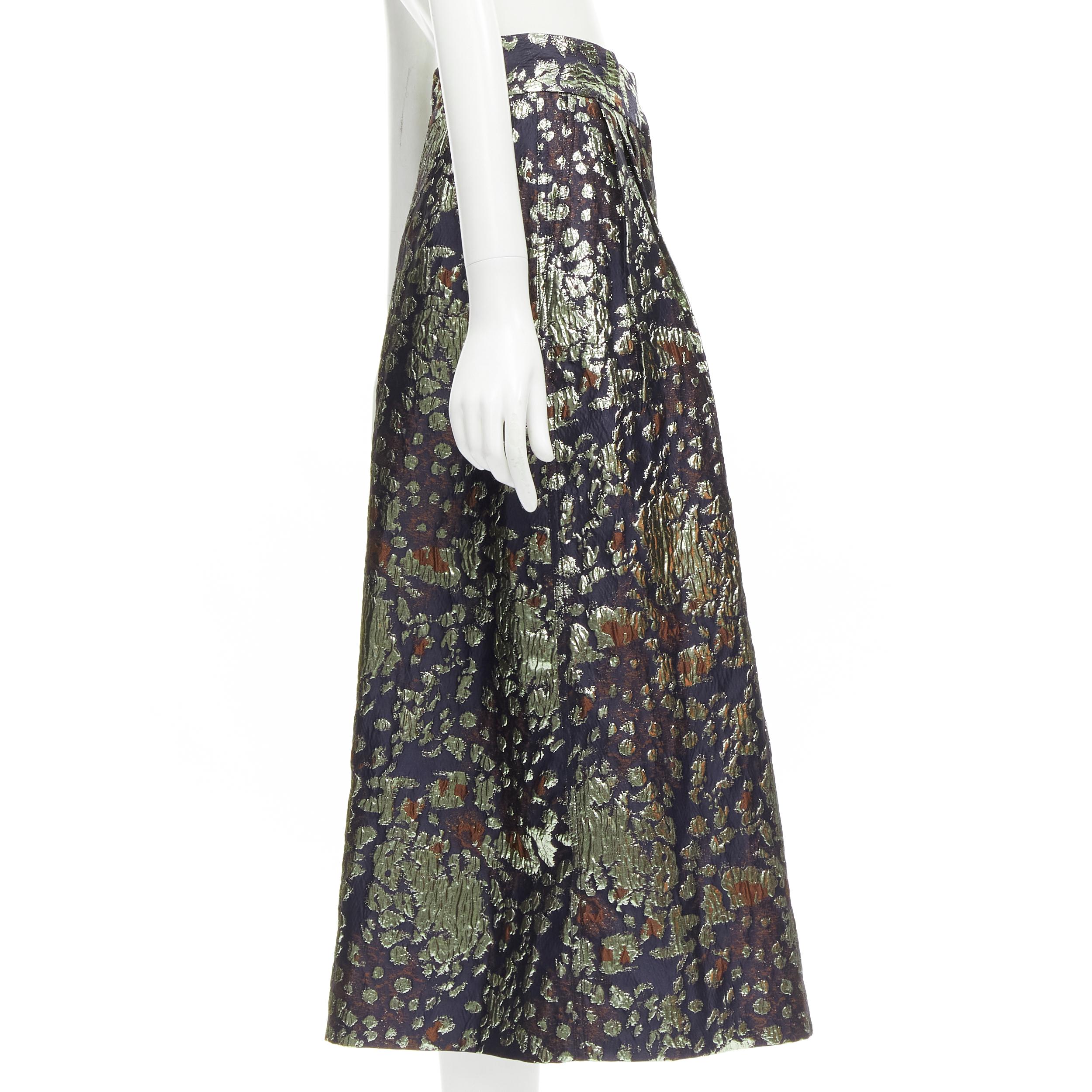 MALENE BIRGER Dinard gold metallic brocade wide leg culottes pants FR32 XXS In Excellent Condition For Sale In Hong Kong, NT