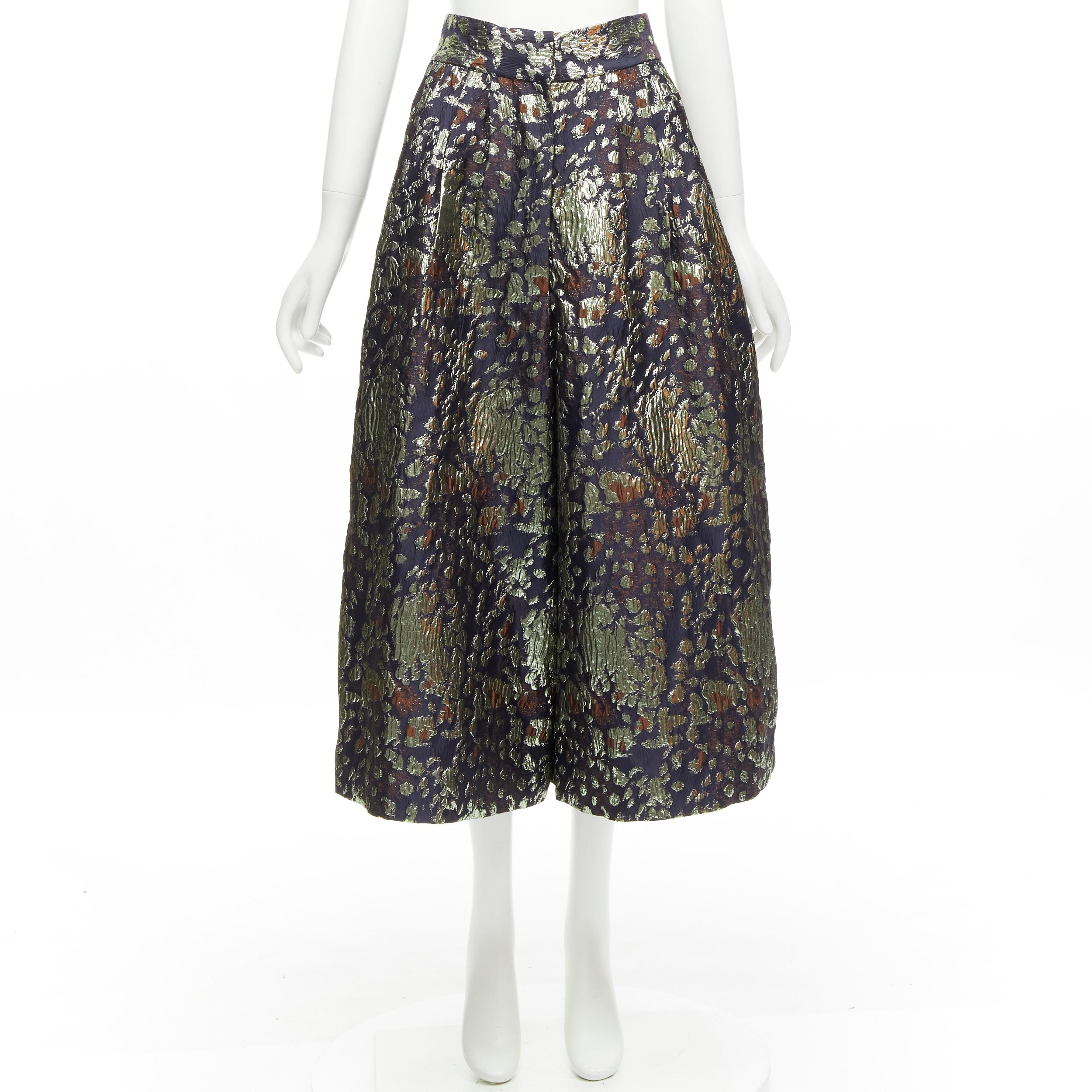MALENE BIRGER Dinard gold metallic brocade wide leg culottes pants FR32 XXS For Sale 4