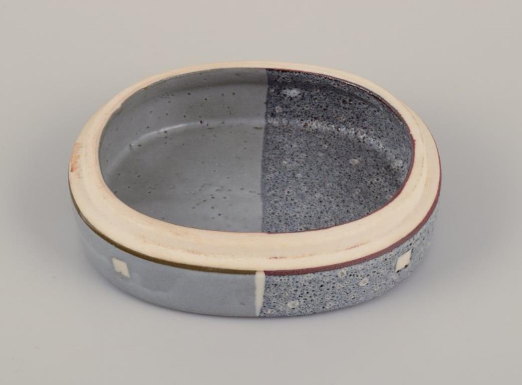 Glazed Malene Müllertz, Danish ceramist. Unique lidded box in ceramics. For Sale