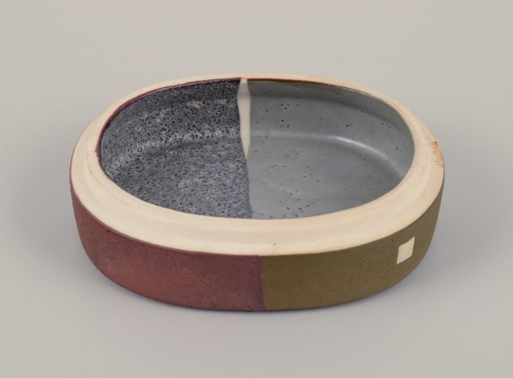 Late 20th Century Malene Müllertz, Danish ceramist. Unique lidded box in ceramics. For Sale