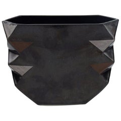 Malene Müllertz, Denmark, Unique Vase in Black Glazed Ceramics, Dated 1985
