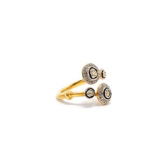 Malerie's Lover Diamond 22 Karat Gold Overlay Silver Cocktail Ring