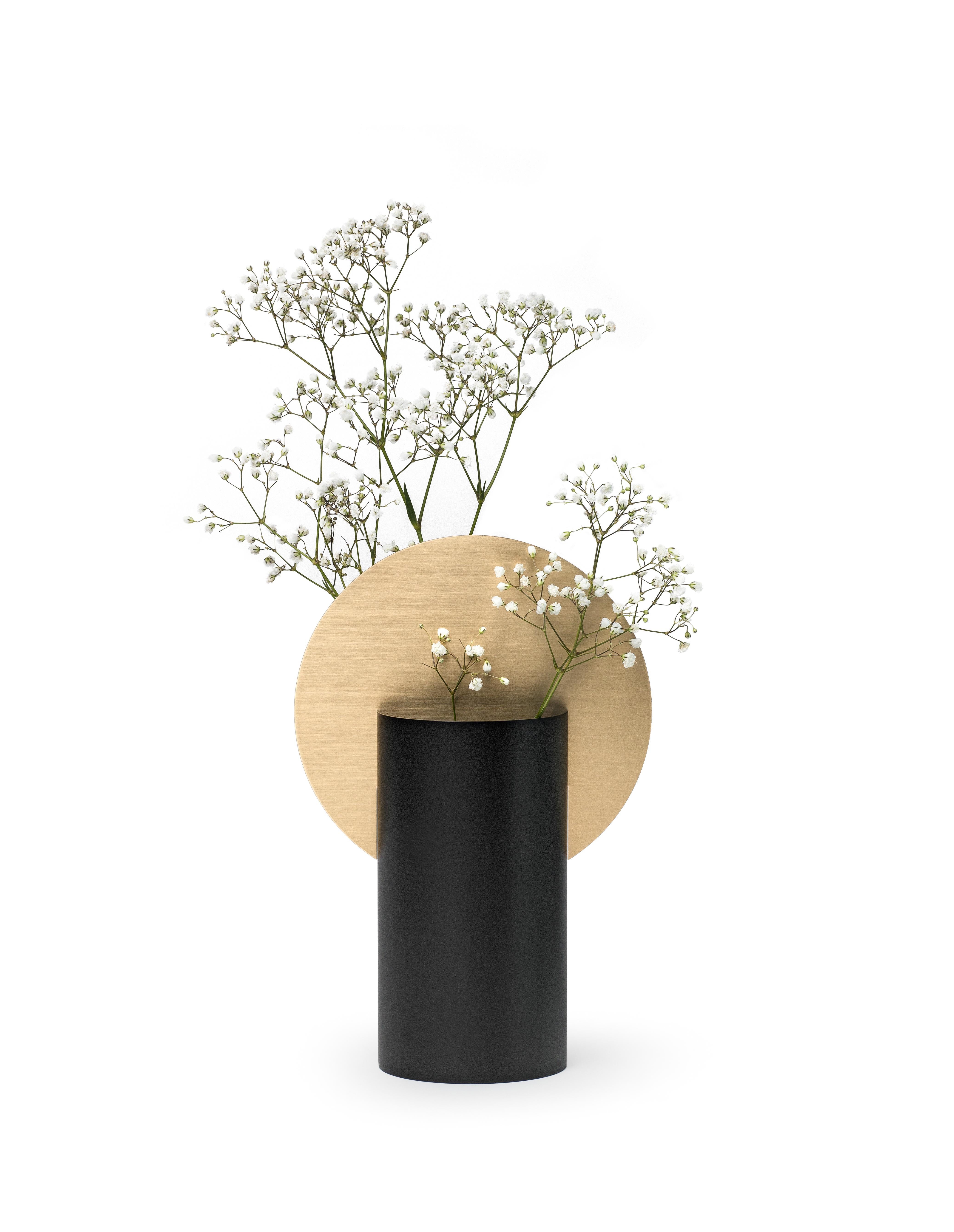 Vaso Malevich CS2 di NOOM
Dimensioni: L. 19 x P. 10 x H. 28,5 cm 
Materiali: Ottone spazzolato, acciaio verniciato.
Peso: 1,6 kg

I vasi scultorei in vetro 