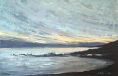 Paysage marin - Peinture à l'huile figurative contemporaine, Nature, Vue de la mer