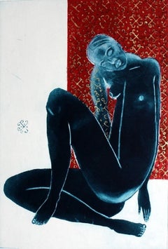 Belladonna - XXI century, Figurative nude print, Mixed media