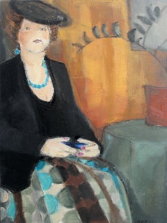 Dorota - XXIe siècle, peinture à l'huile figurative contemporaine, portrait, intérieur