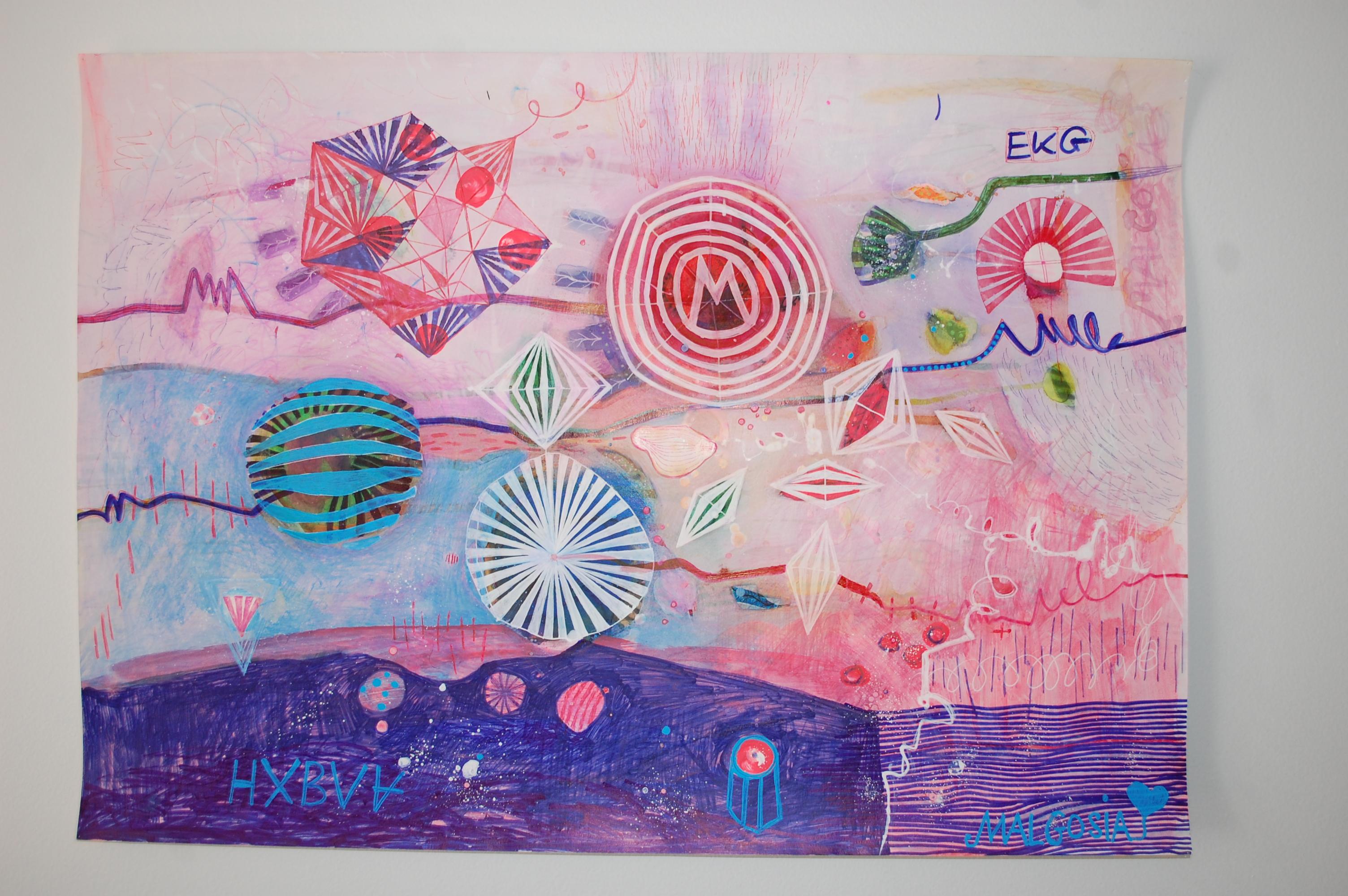 EKG Work on Paper - Painting by Malgosia Kiernozycka