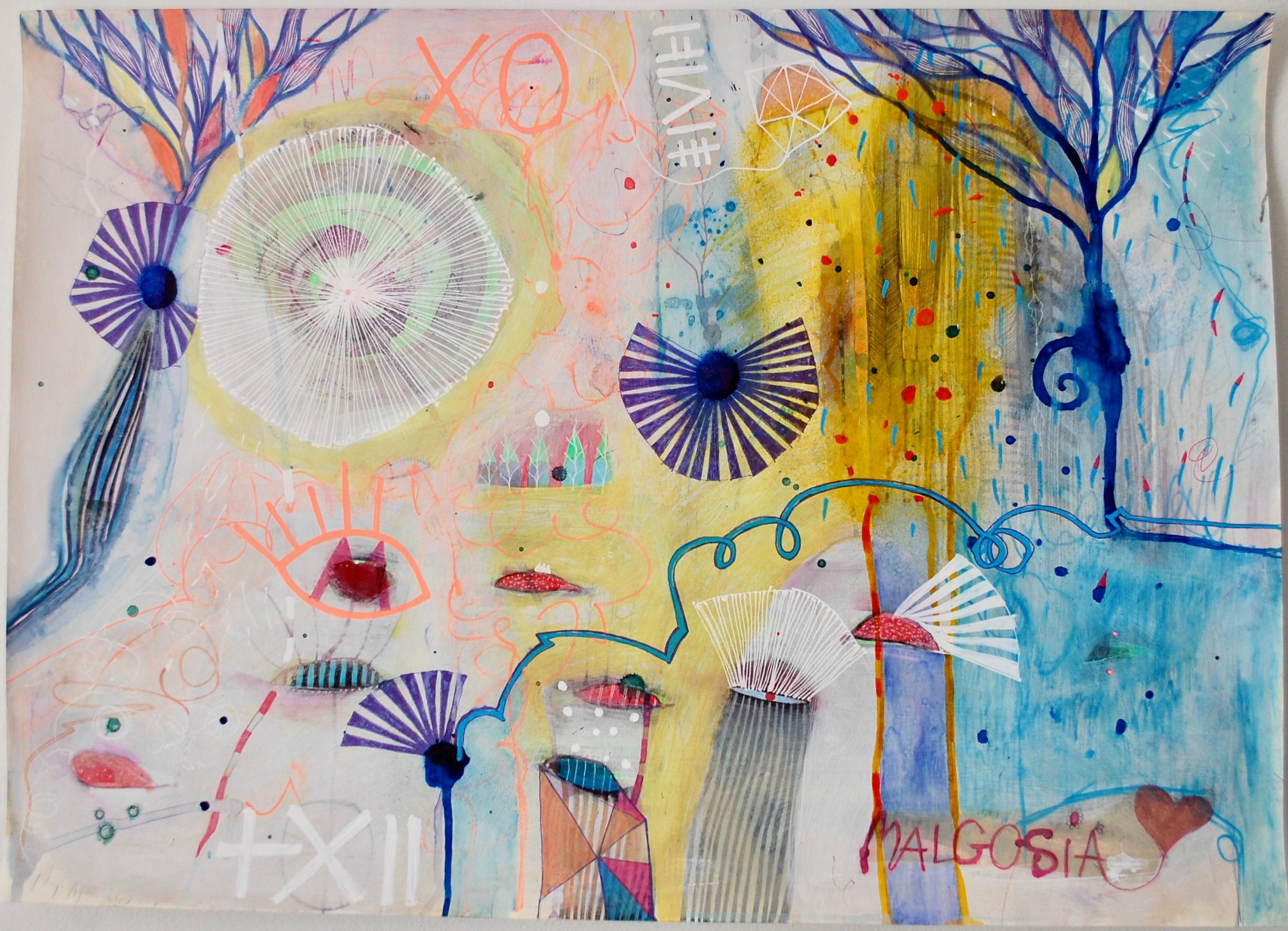 Sweet Emotions Gemischte Medien auf Papier – Mixed Media Art von Malgosia Kiernozycka