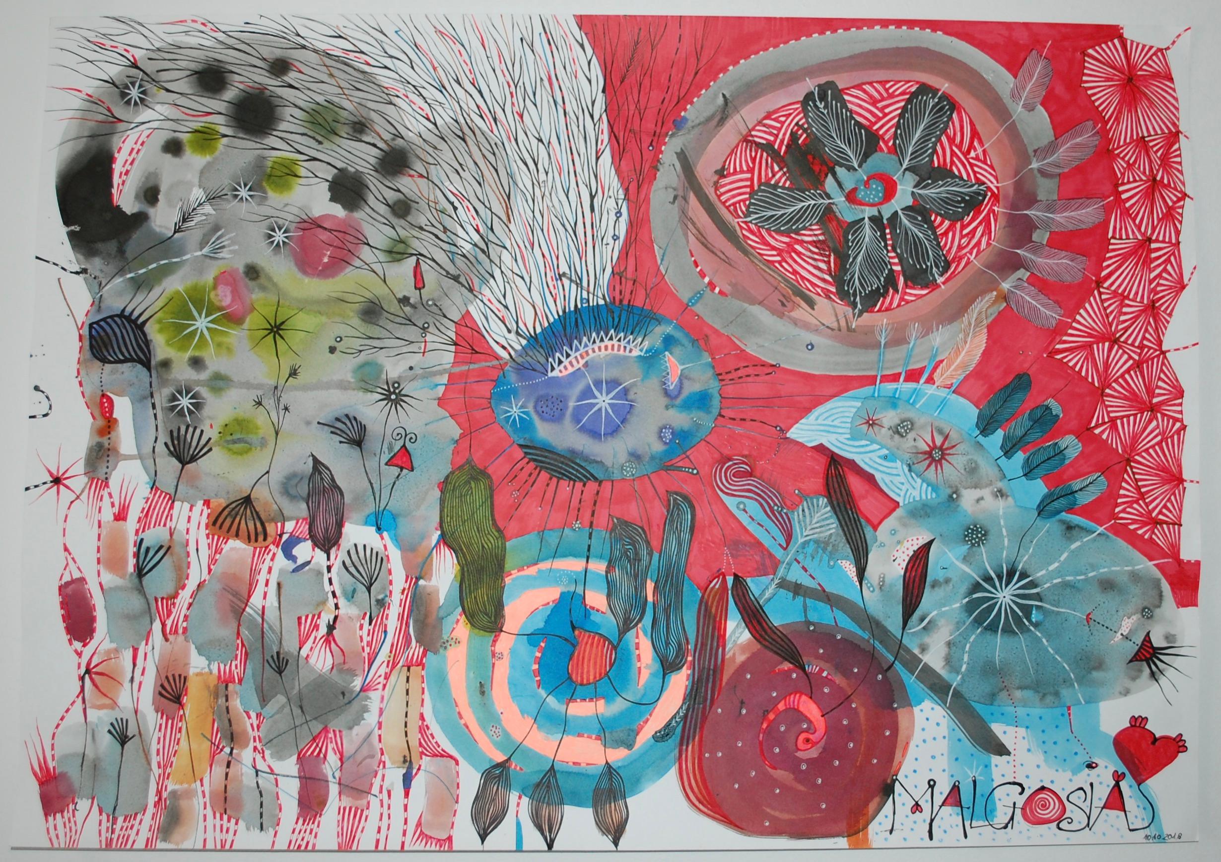 Crazy In Heaven Mixed Media On Paper For Sale 2