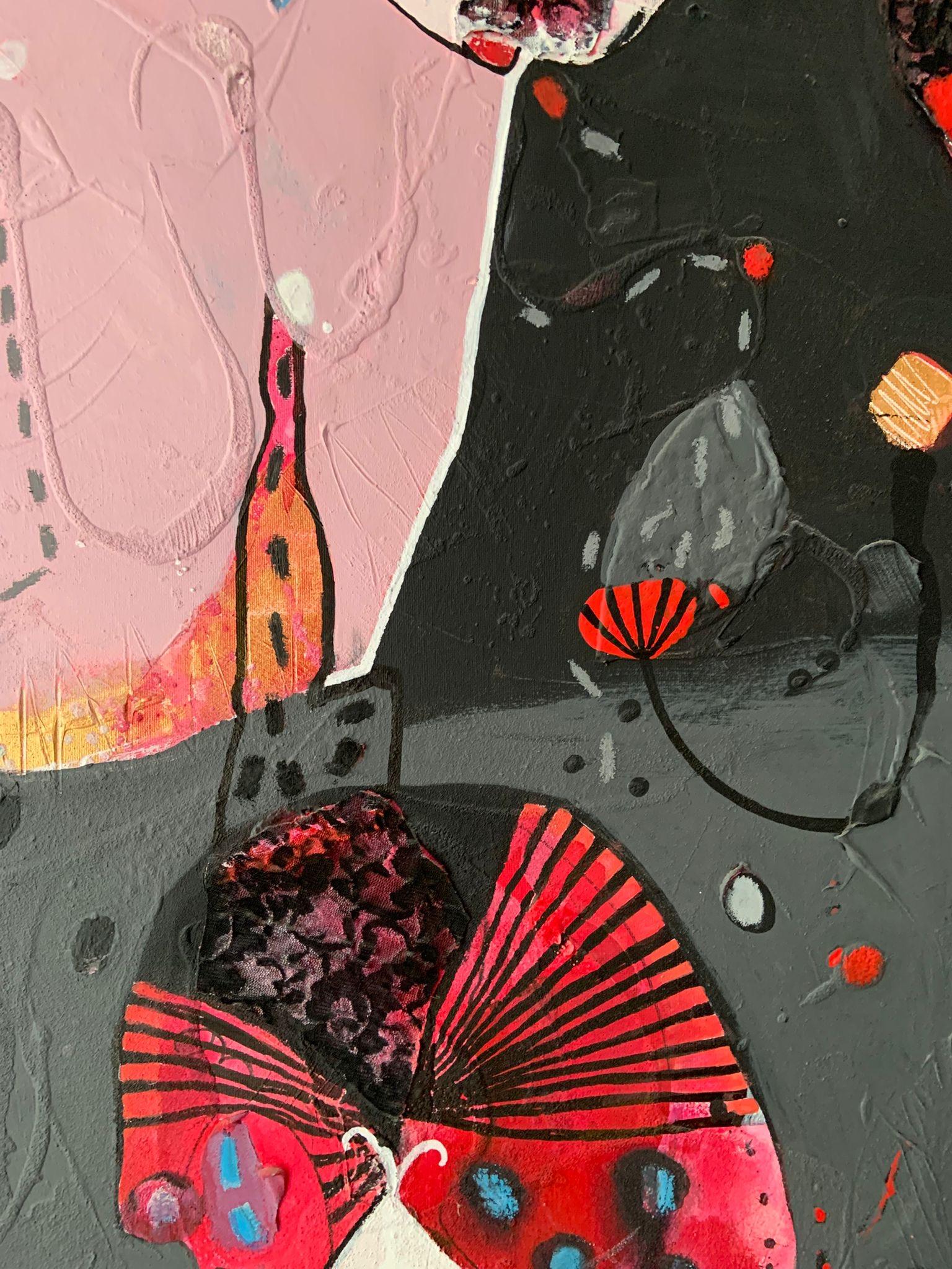 FIESTA - Black Abstract Painting by Malgosia Kiernozycka