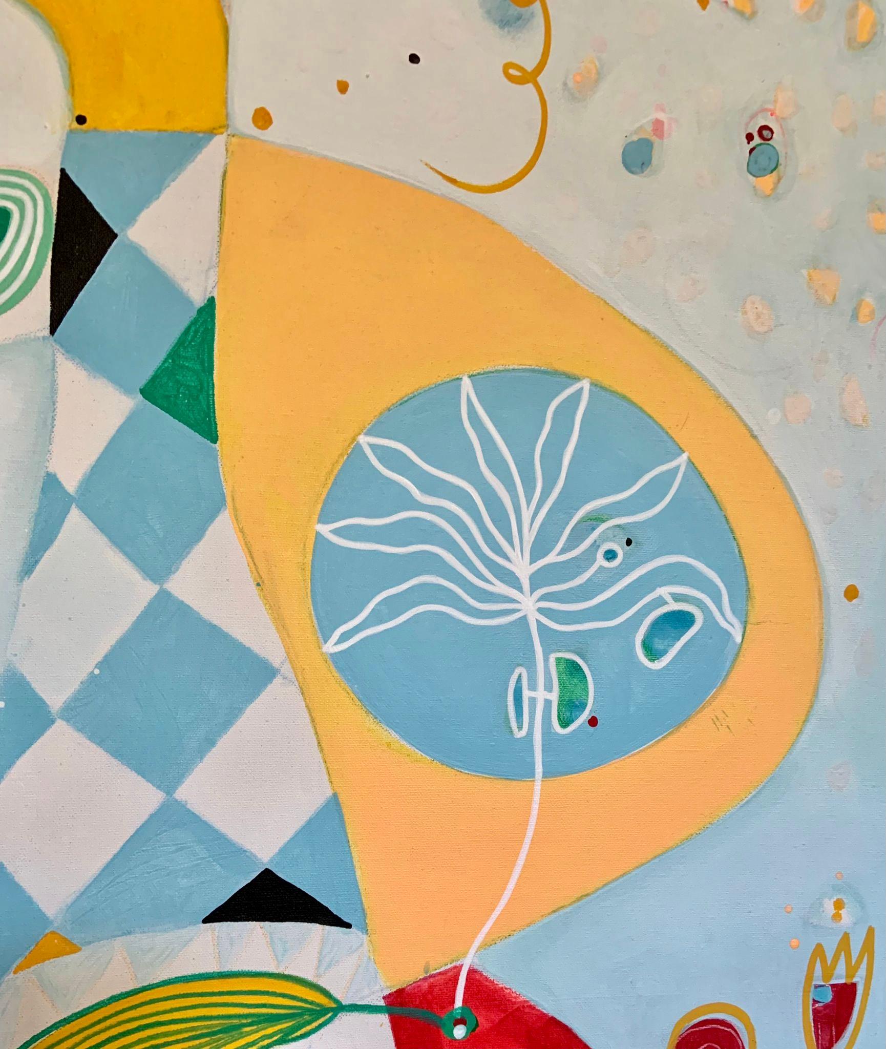 Peekaboo II - Abstract Painting Grigio di Malgosia Kiernozycka