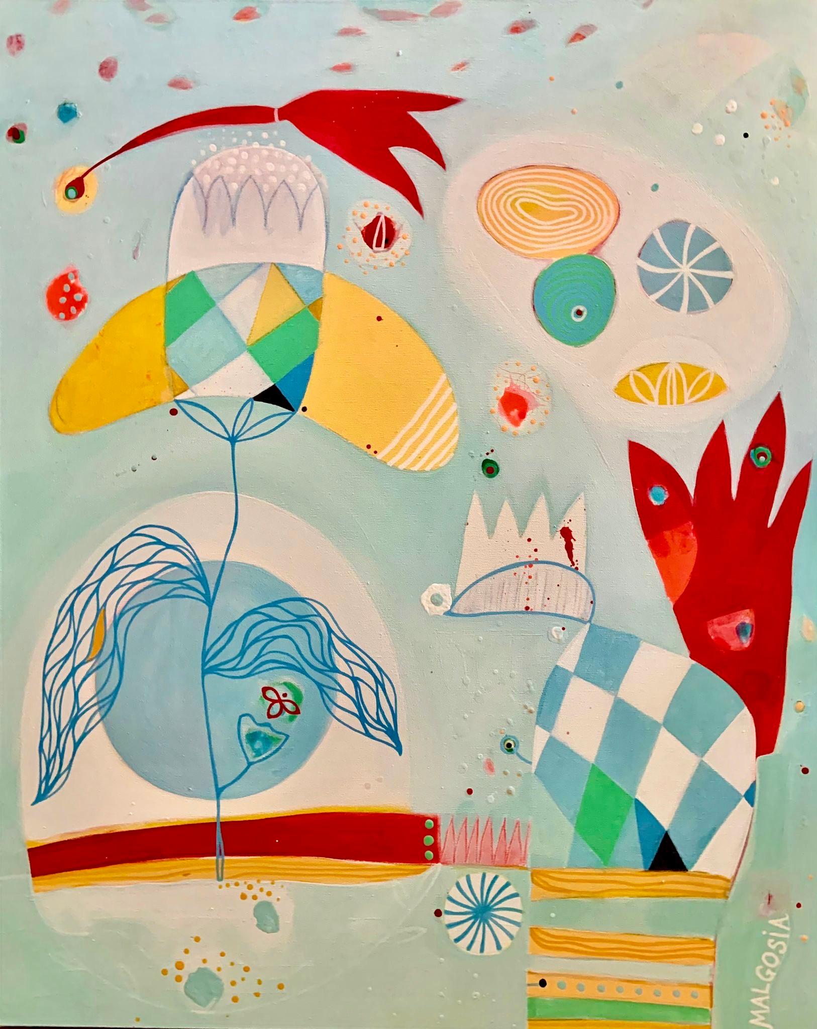 Abstract Painting de Malgosia Kiernozycka - Peekaboo I Abstracto contemporáneo