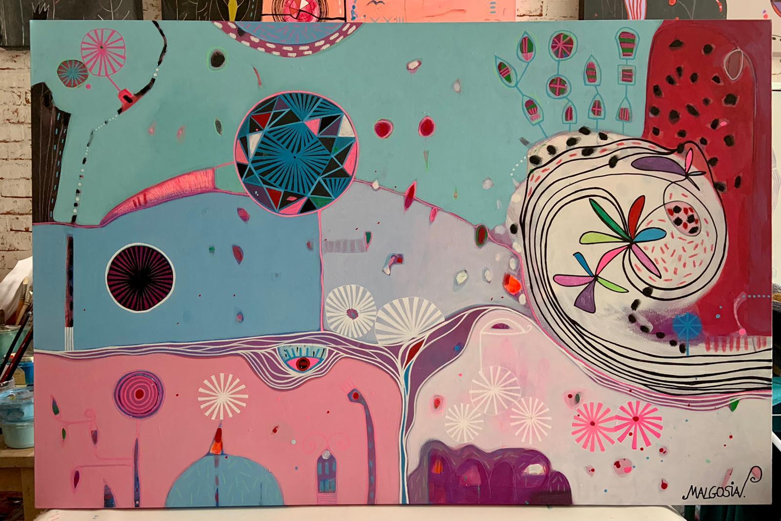 Wave Of Joy, Acryl auf Leinwand – Painting von Malgosia Kiernozycka