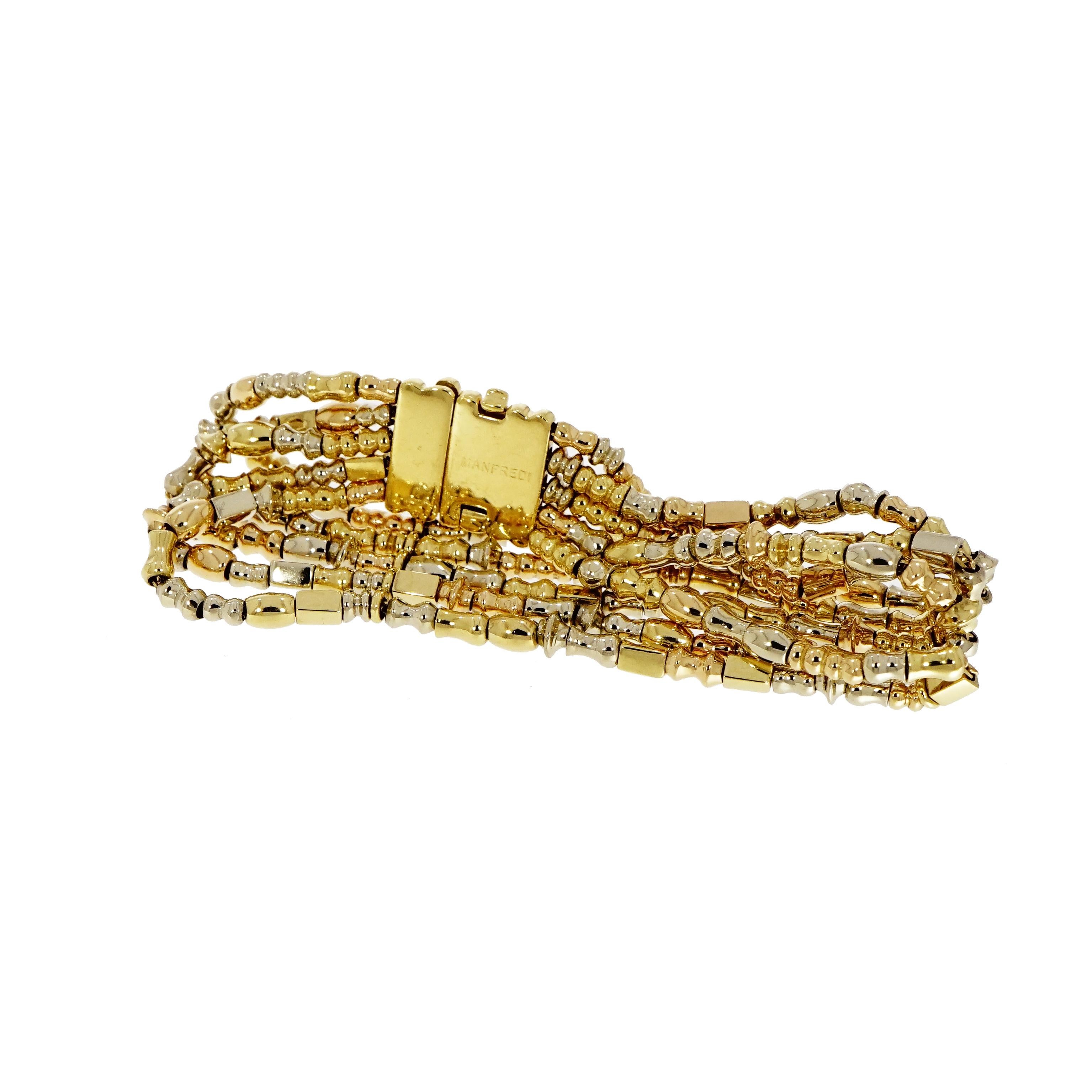 Moderne Manfredi Bracelet Mali à plusieurs rangs en or jaune 18 carats